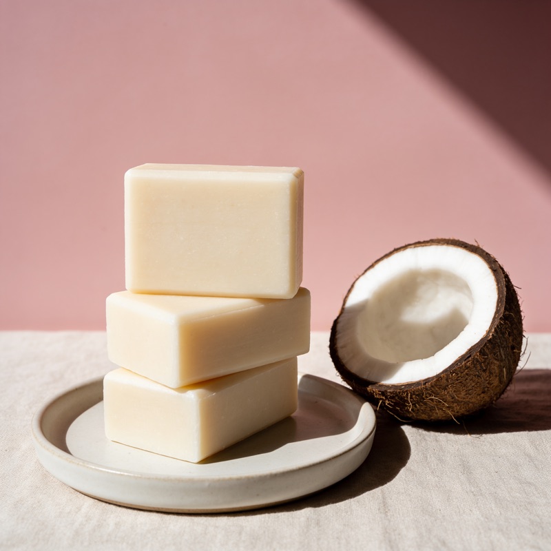 Handmade coconut-oil soap bars