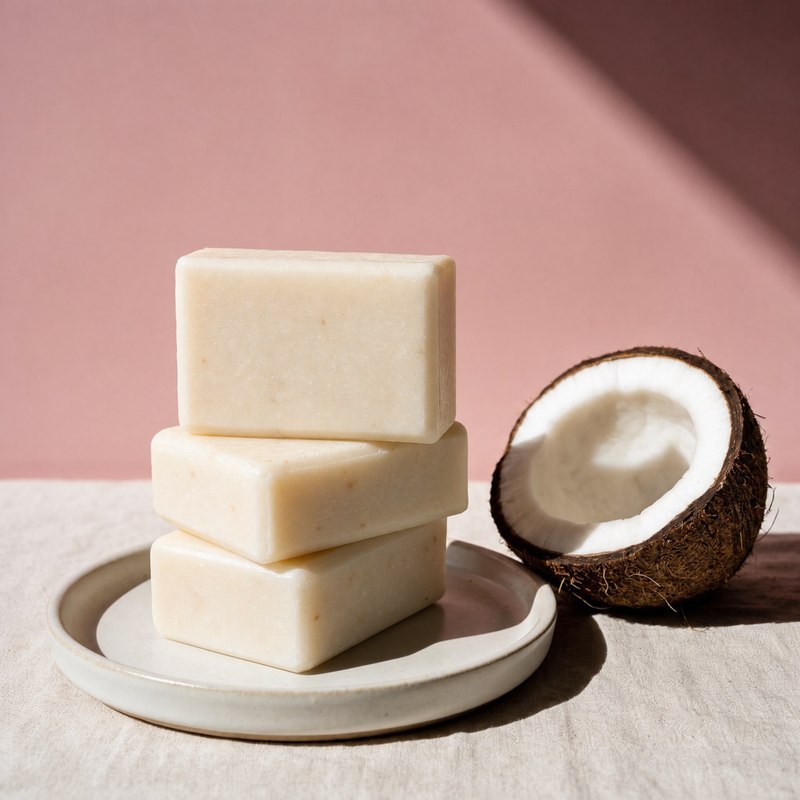 Handmade coconut-oil soap bars